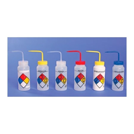 Bel-Art Bel-Art Safety-Labeled 4-Color Machine Oil WM Wash Bottles, 500ml 16oz, PE w/Natural PP Cap, 4Pk 117160010